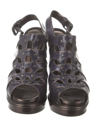 Bottega Veneta Snakeskin Printed Slingback Pumps