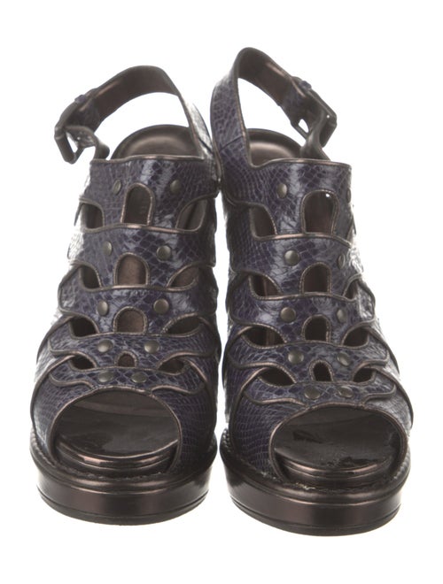 Bottega Veneta Snakeskin Printed Slingback Pumps