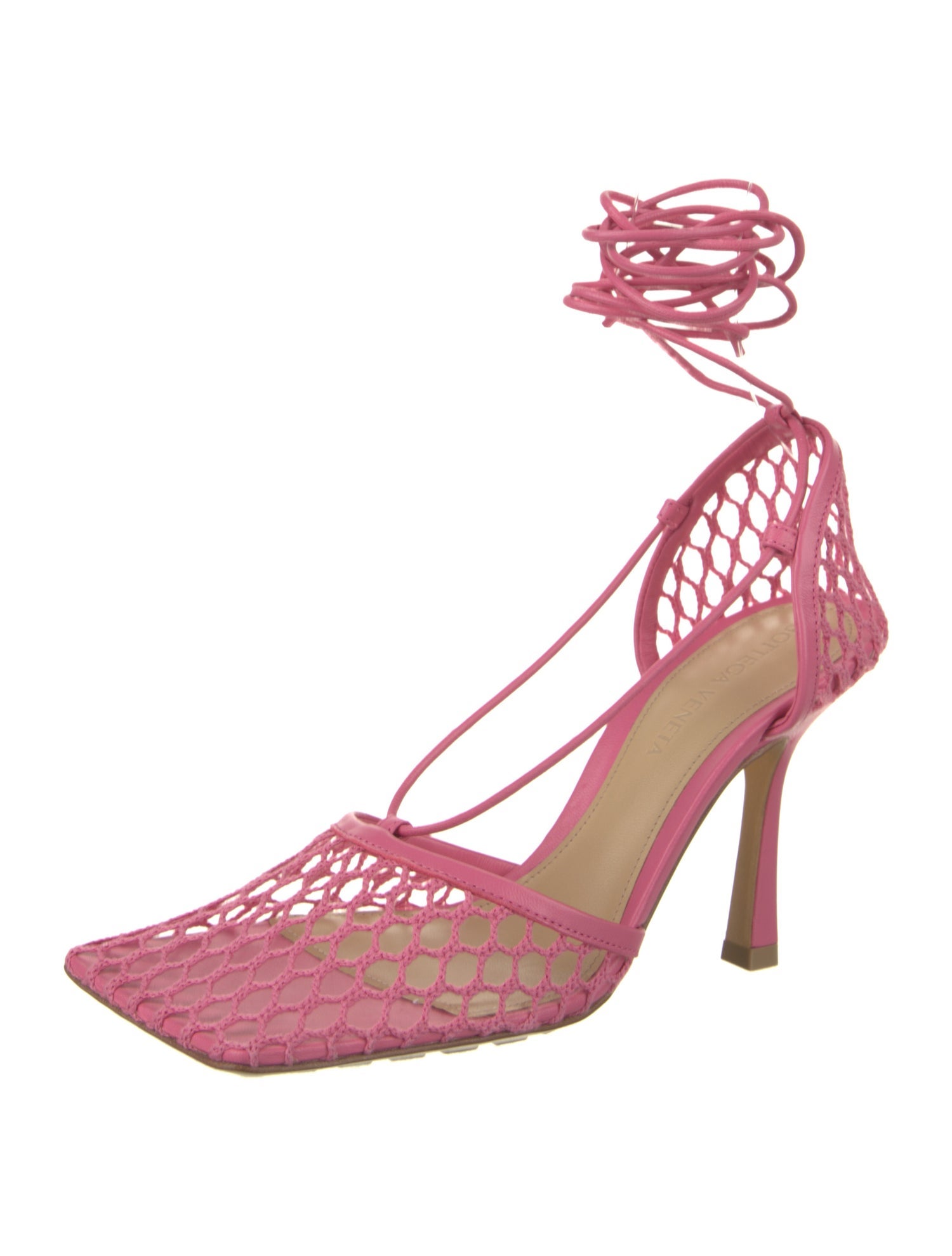Bottega Veneta Mesh Leather Trim Embellishment D'Orsay Pumps