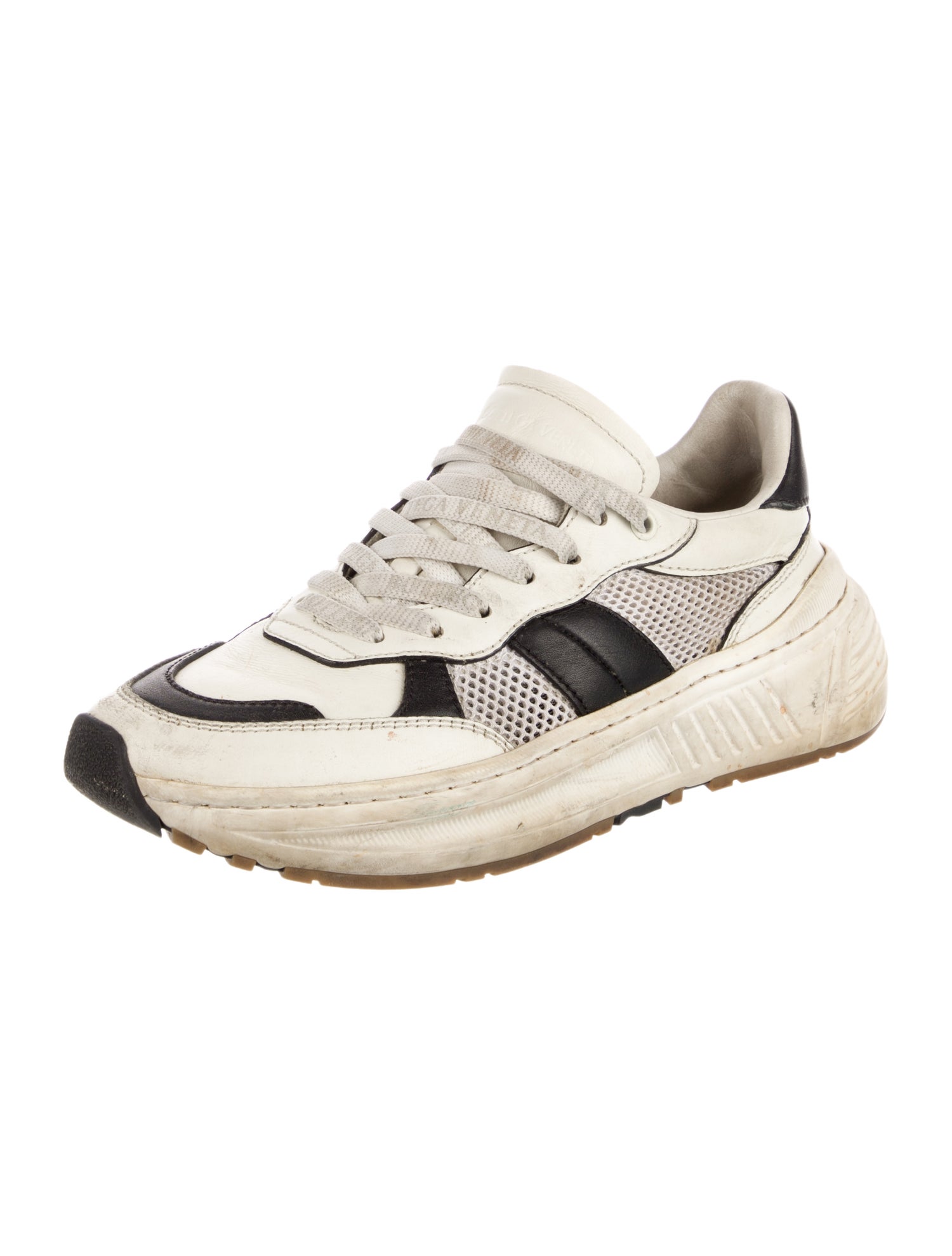 Bottega Veneta Leather Colorblock Pattern Sneakers