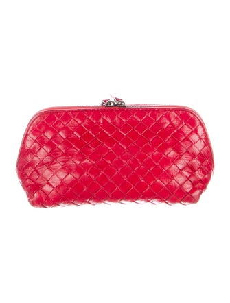 Bottega Veneta Leather Intreciato Weave Cosmetic Bag