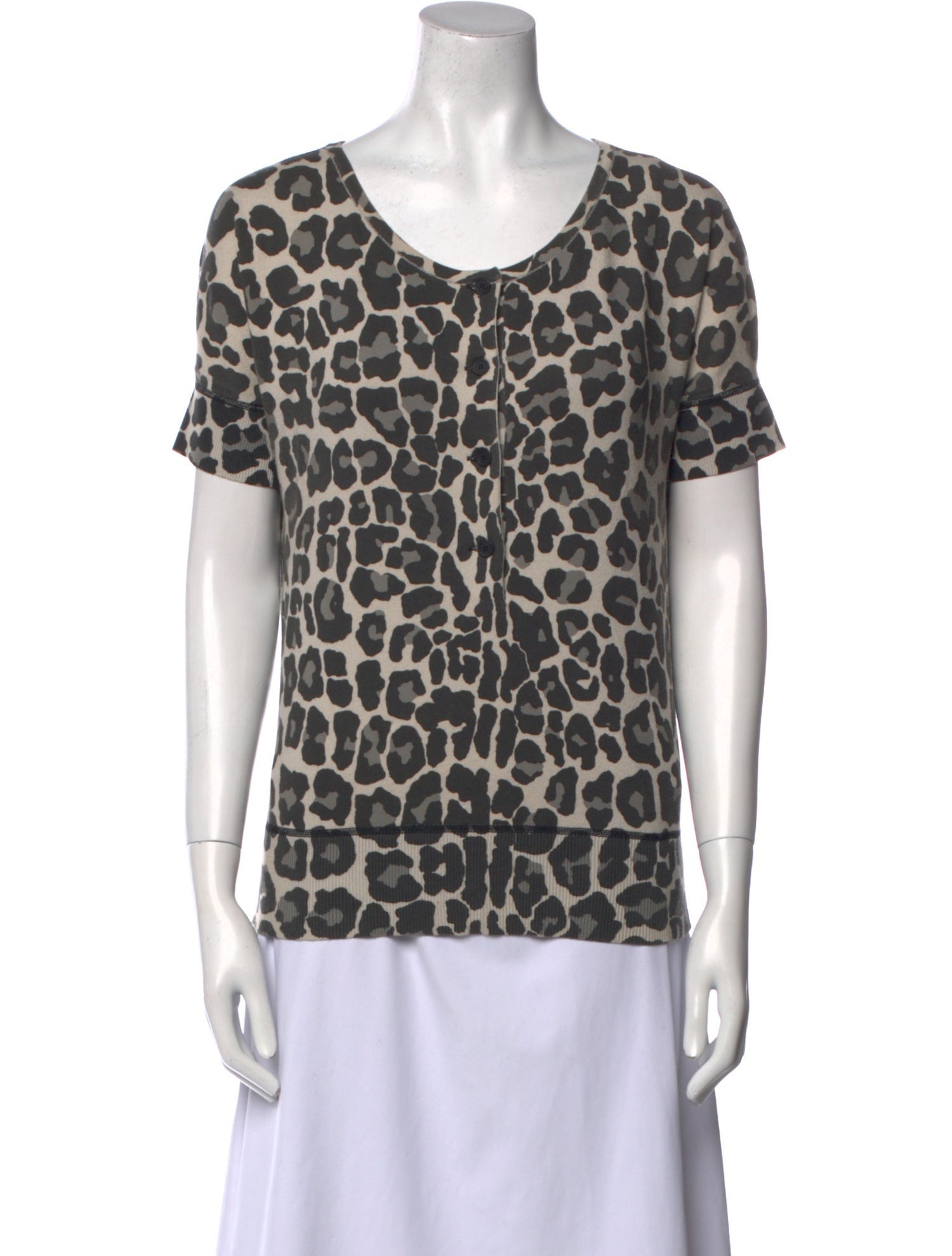Bottega Veneta Animal Print Scoop Neck T-Shirt