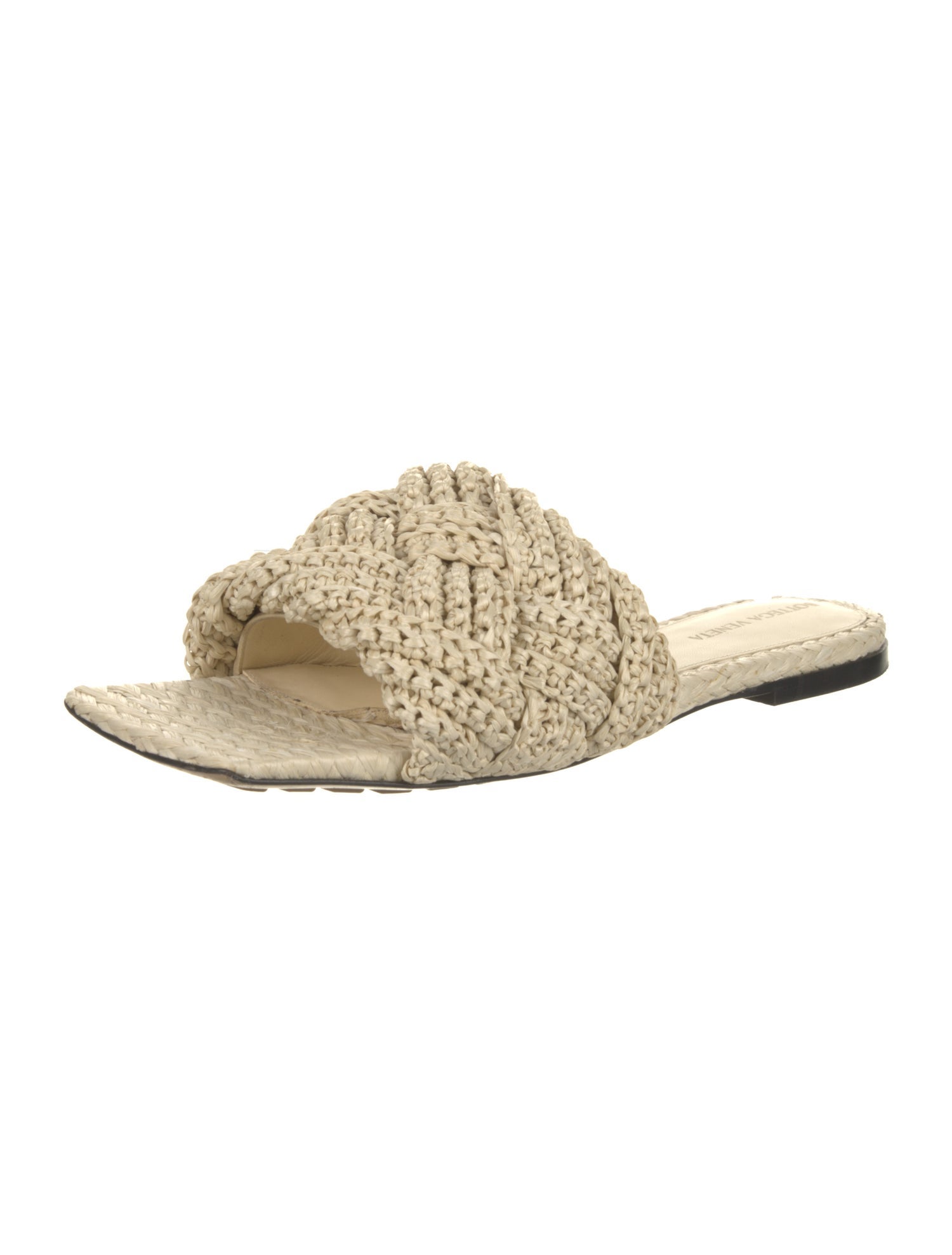 Bottega Veneta Intrecciato Weave Straw Slides