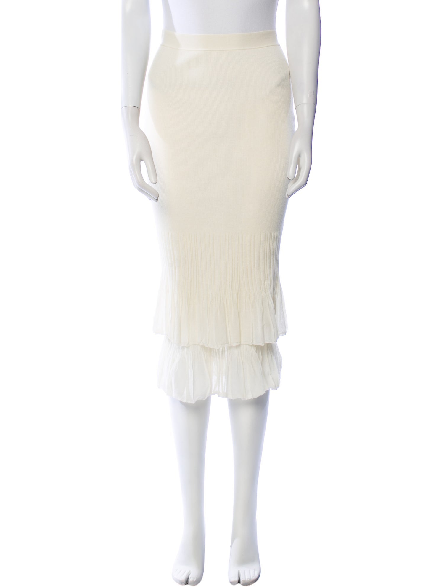 Bottega Veneta Pleated Accents Midi Length Skirt