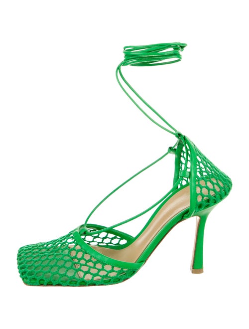 Bottega Veneta Mesh Leather Trim Embellishment Slingback Pumps