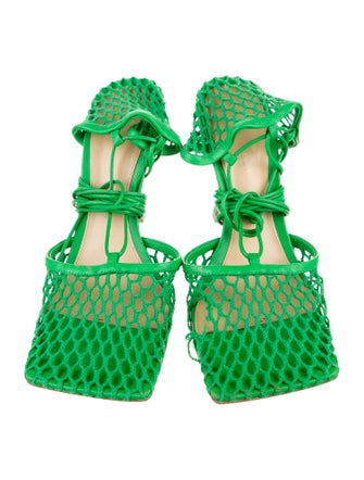 Bottega Veneta Mesh Leather Trim Embellishment Slingback Pumps