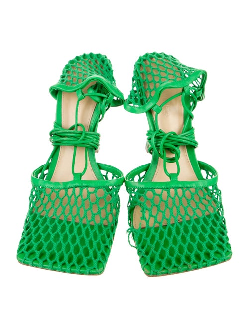 Bottega Veneta Mesh Leather Trim Embellishment Slingback Pumps