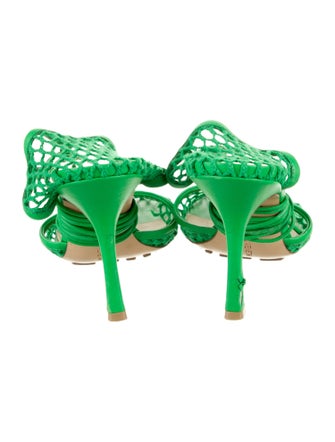 Bottega Veneta Mesh Leather Trim Embellishment Slingback Pumps