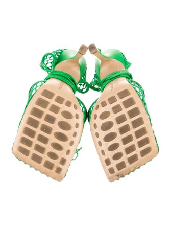 Bottega Veneta Mesh Leather Trim Embellishment Slingback Pumps