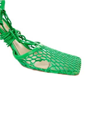Bottega Veneta Mesh Leather Trim Embellishment Slingback Pumps