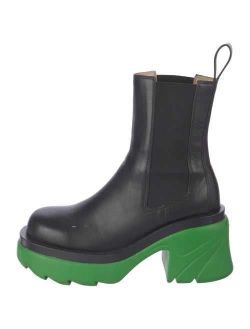 Bottega Veneta Leather Mesh Accents Combat Boots