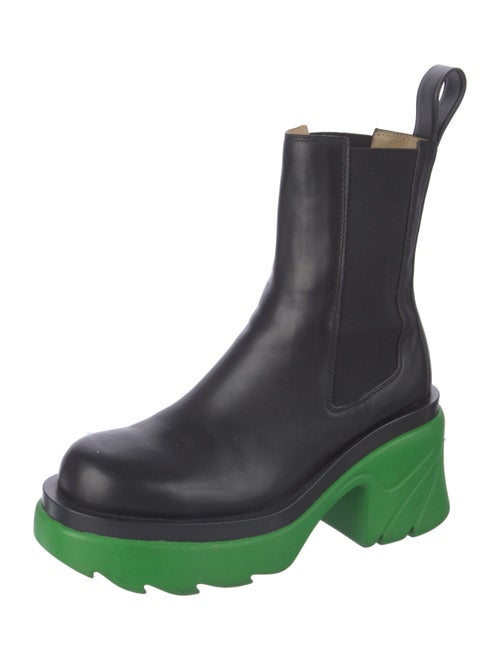 Bottega Veneta Leather Mesh Accents Combat Boots