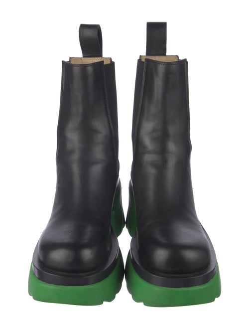 Bottega Veneta Leather Mesh Accents Combat Boots
