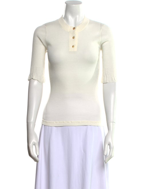 Bottega Veneta Mock Neck Three-Quarter Sleeve Polo