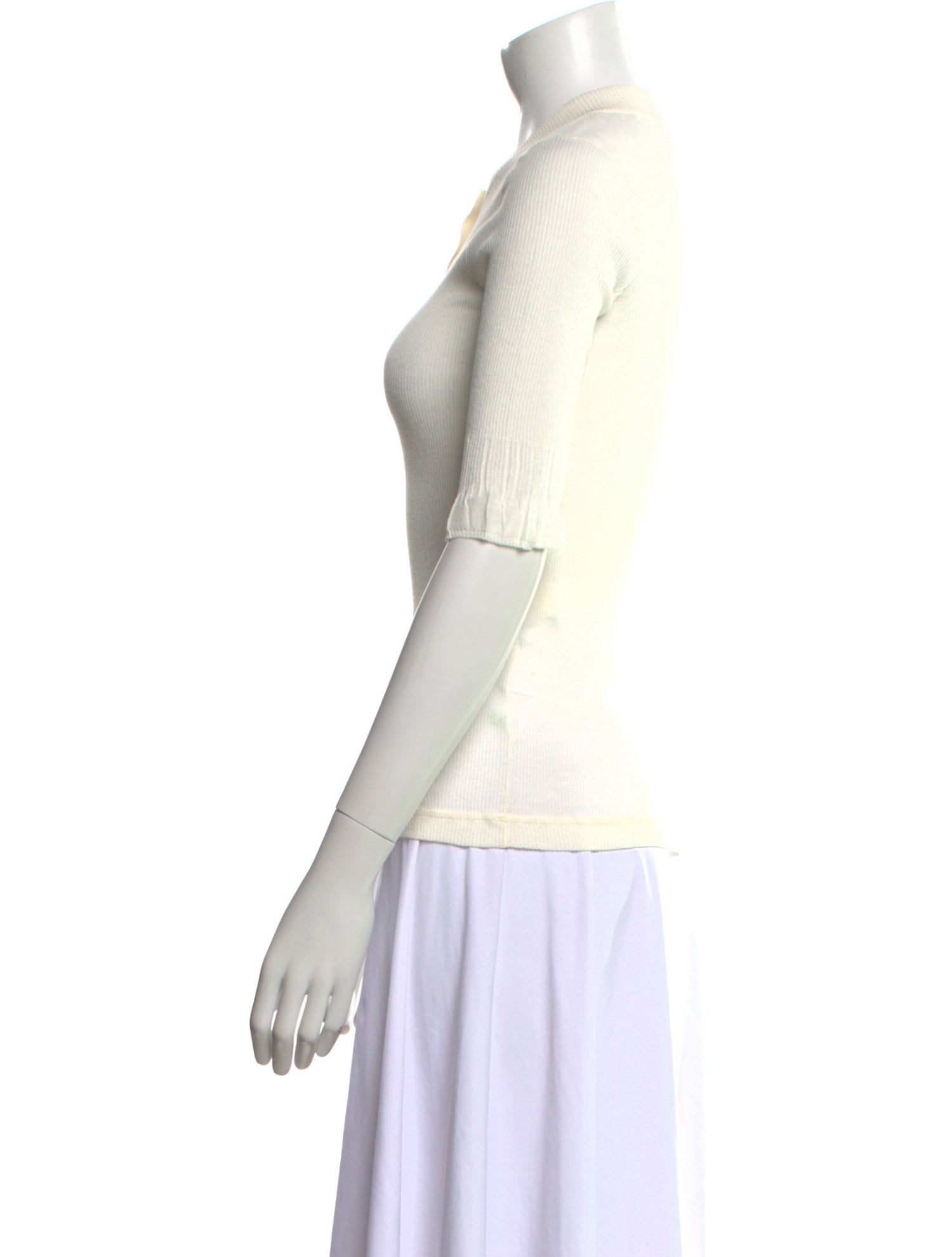 Bottega Veneta Mock Neck Three-Quarter Sleeve Polo