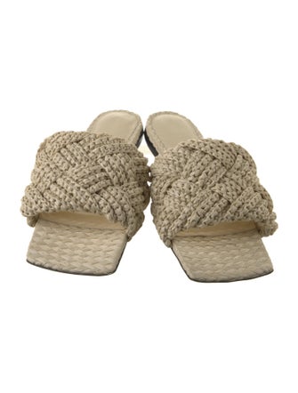 Bottega Veneta Intrecciato Weave Straw Slides