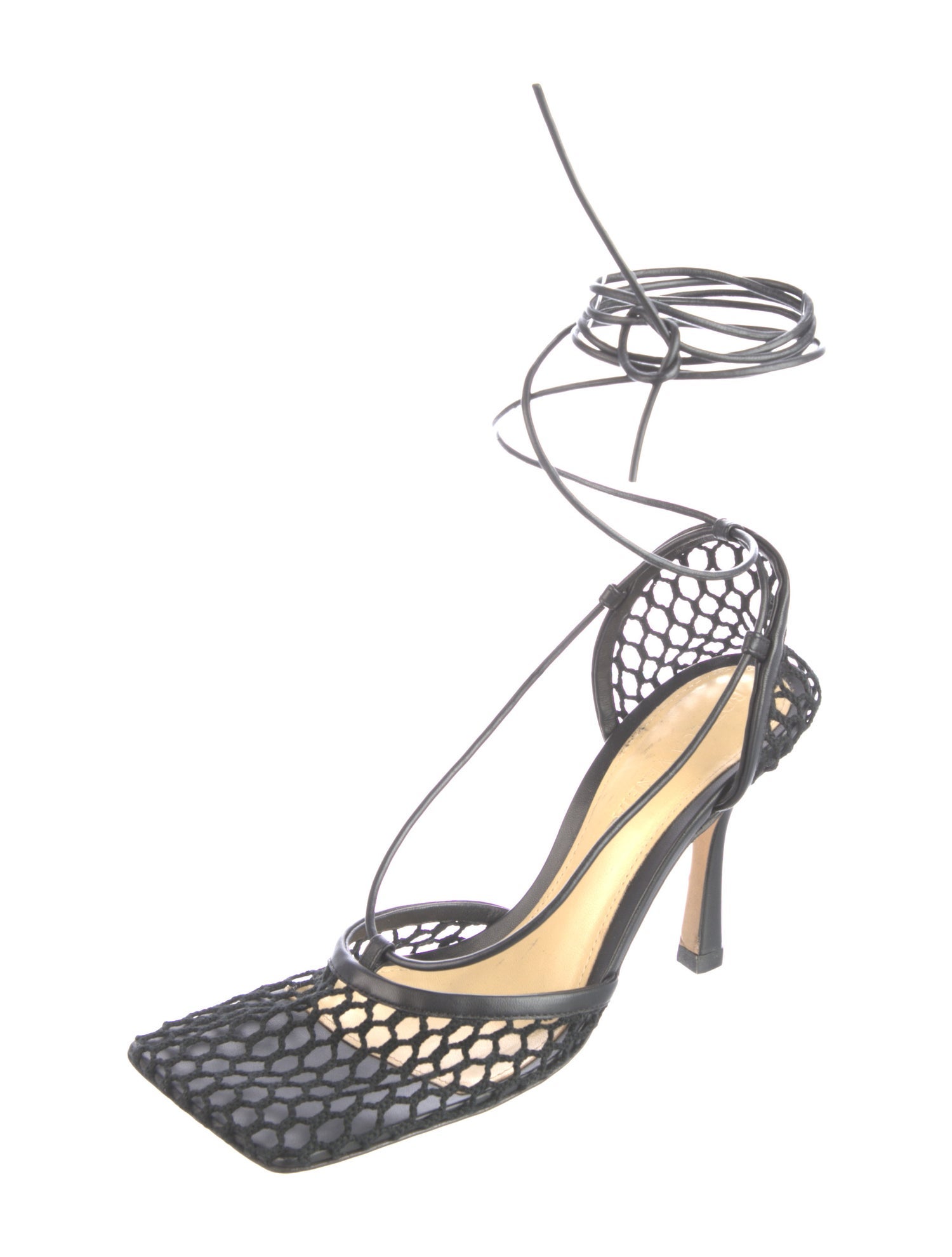Bottega Veneta Mesh Leather Trim Embellishment D'Orsay Pumps
