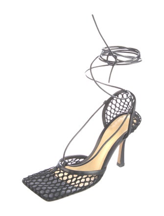 Bottega Veneta Mesh Leather Trim Embellishment D'Orsay Pumps