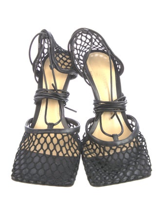 Bottega Veneta Mesh Leather Trim Embellishment D'Orsay Pumps