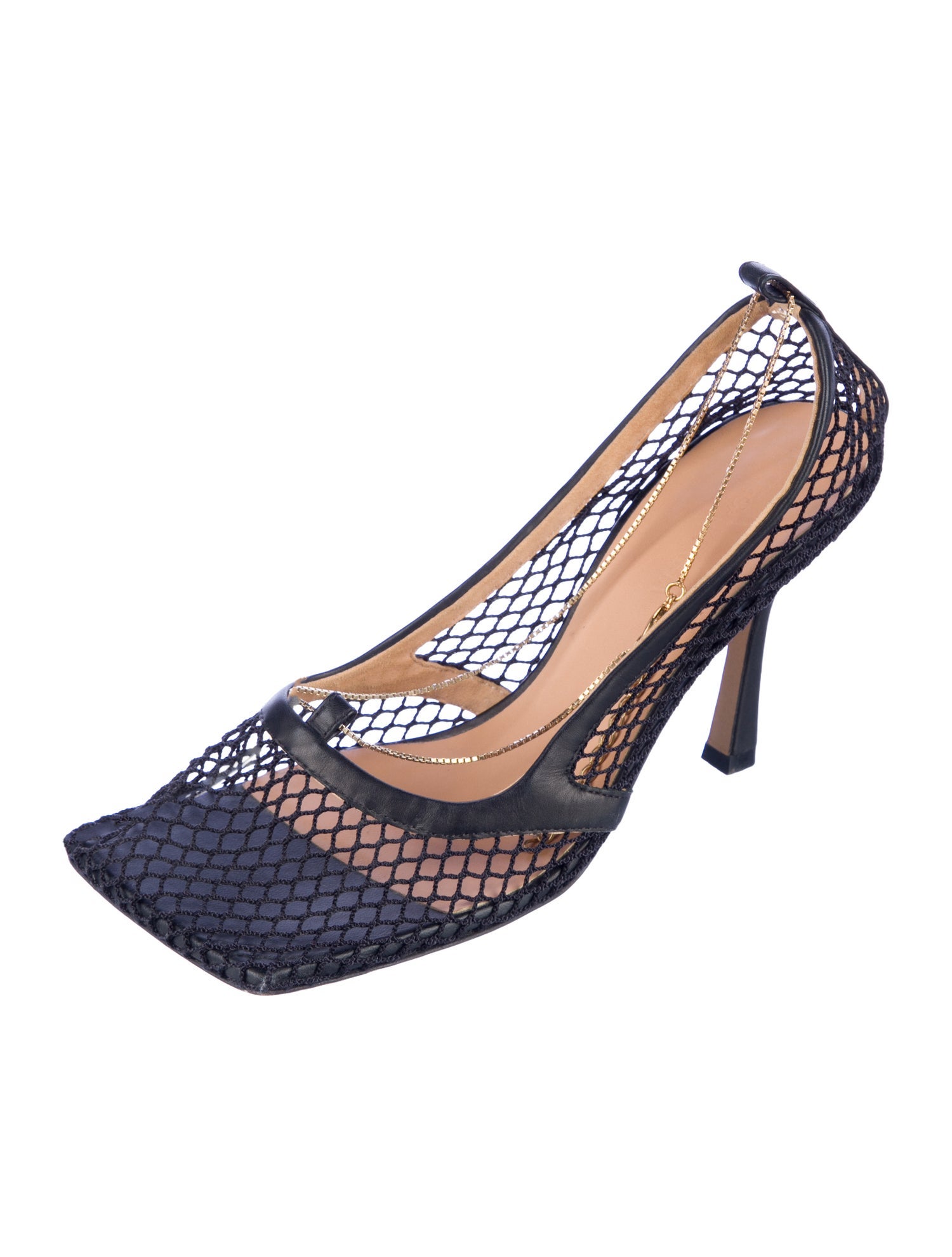 Bottega Veneta Mesh Chain-Link Accents Slingback Pumps