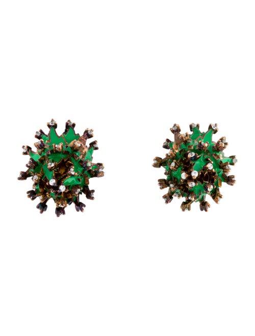 Bottega Veneta Enamel & Crystal Coral Reef Double-Side Stud Earrings