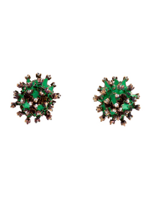 Bottega Veneta Enamel & Crystal Coral Reef Double-Side Stud Earrings