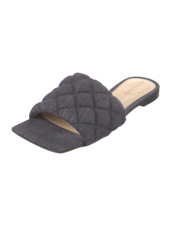 Bottega Veneta Quilted Pattern Denim Slides