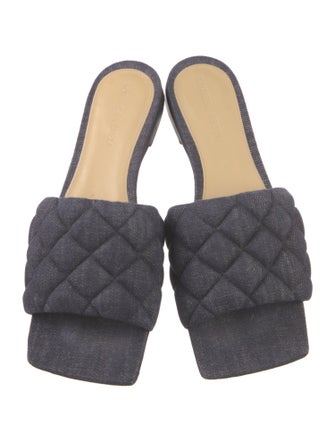 Bottega Veneta Quilted Pattern Denim Slides