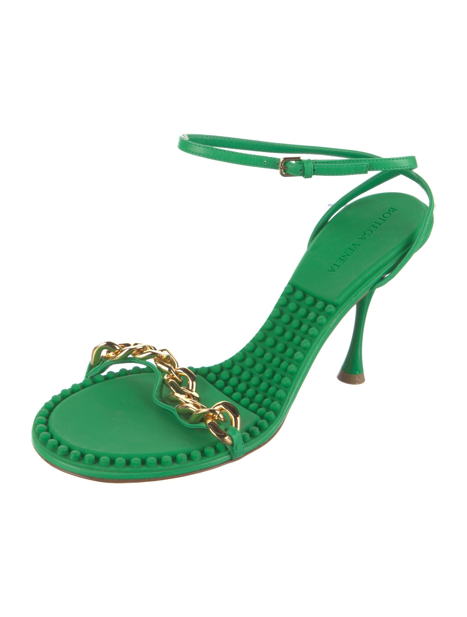 Bottega Veneta Leather Chain-Link Accents Sandals