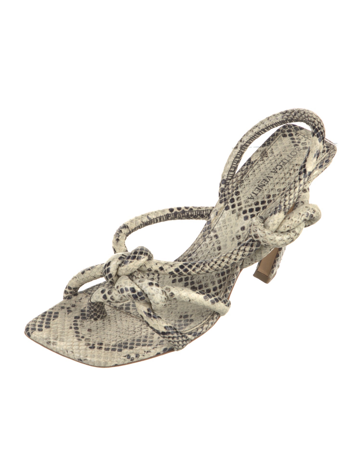 Bottega Veneta Embossed Leather Animal Print Slingback Sandals