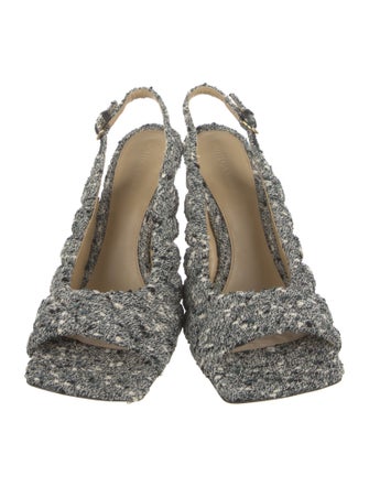 Bottega Veneta Tweed Tweed Pattern Slingback Sandals