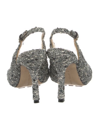 Bottega Veneta Tweed Tweed Pattern Slingback Sandals