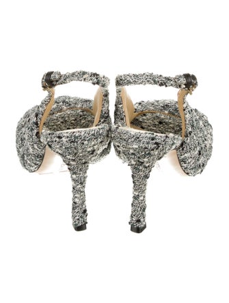 Bottega Veneta Tweed Tweed Pattern Slingback Sandals