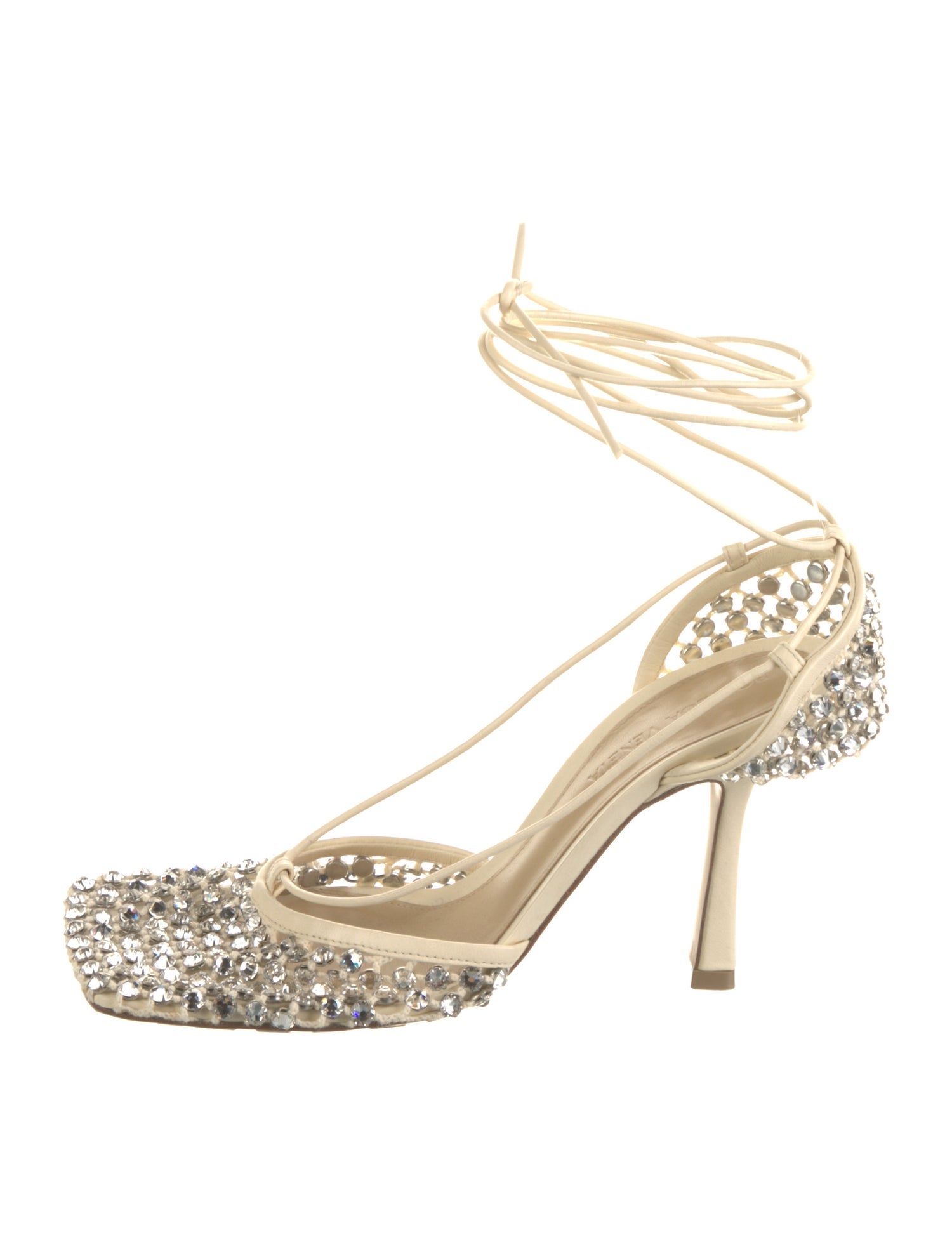 Bottega Veneta Leather Crystal Embellishments D'Orsay Pumps