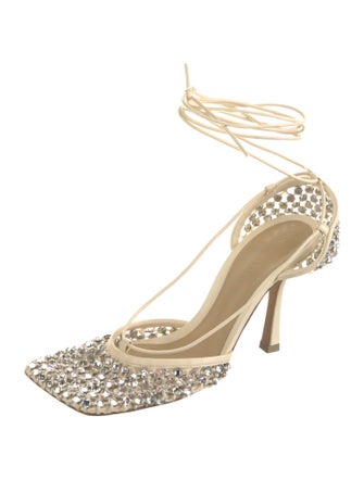Bottega Veneta Leather Crystal Embellishments D'Orsay Pumps