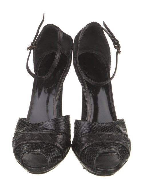 Bottega Veneta Intrecciato Weave Snakeskin D'Orsay Pumps