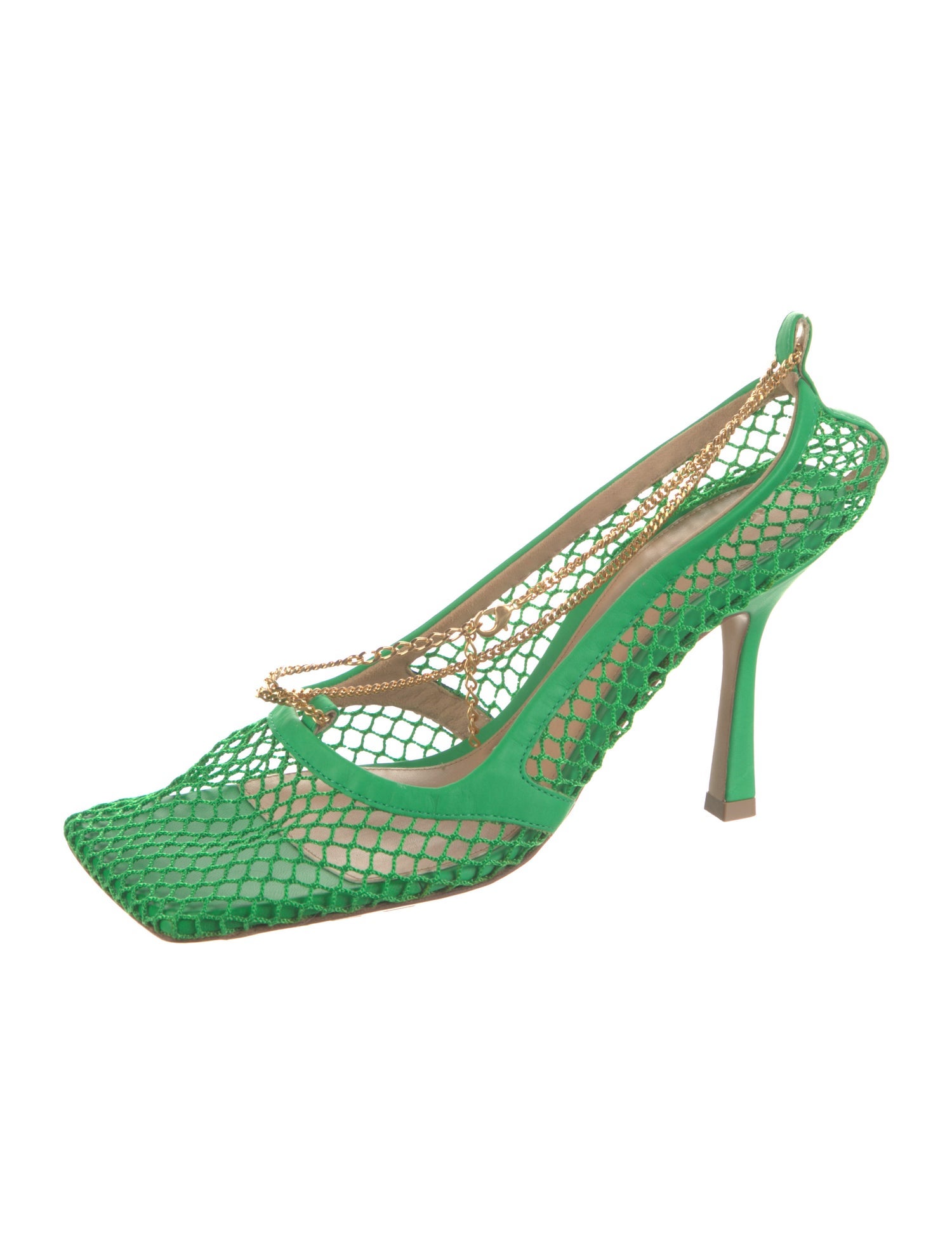 Bottega Veneta Mesh Chain-Link Accents Slingback Pumps