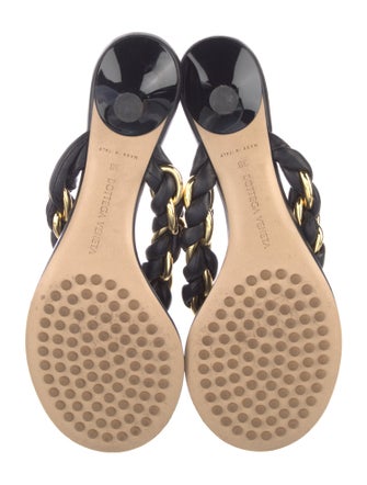 Bottega Veneta Leather Chain-Link Accents Slides