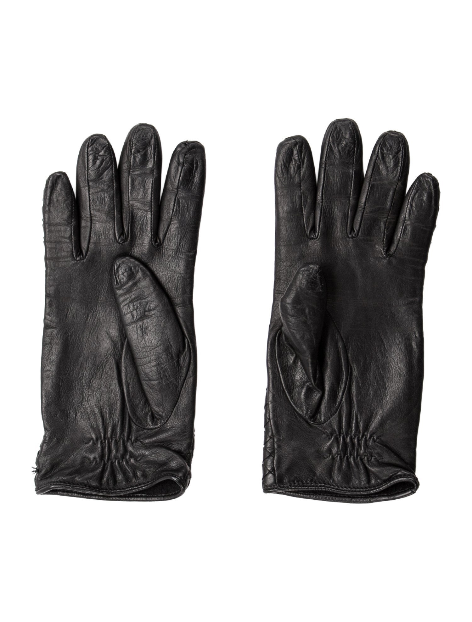Bottega Veneta Black Leather Gloves