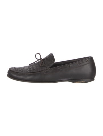 Bottega Veneta Loafers Intrecciato Weave Leather Boat Shoes 13