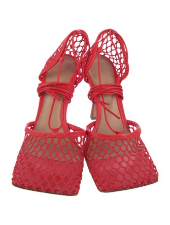Bottega Veneta Mesh Leather Trim Embellishment Sandals