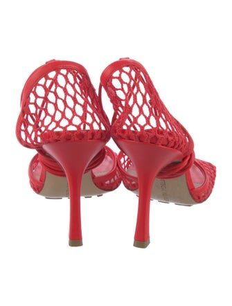 Bottega Veneta Mesh Leather Trim Embellishment Sandals