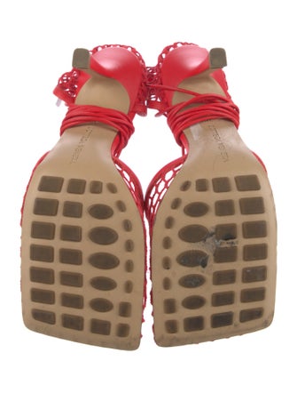 Bottega Veneta Mesh Leather Trim Embellishment Sandals