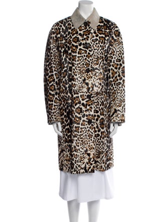 Bottega Veneta Calf Leather Animal Print Trench Coat