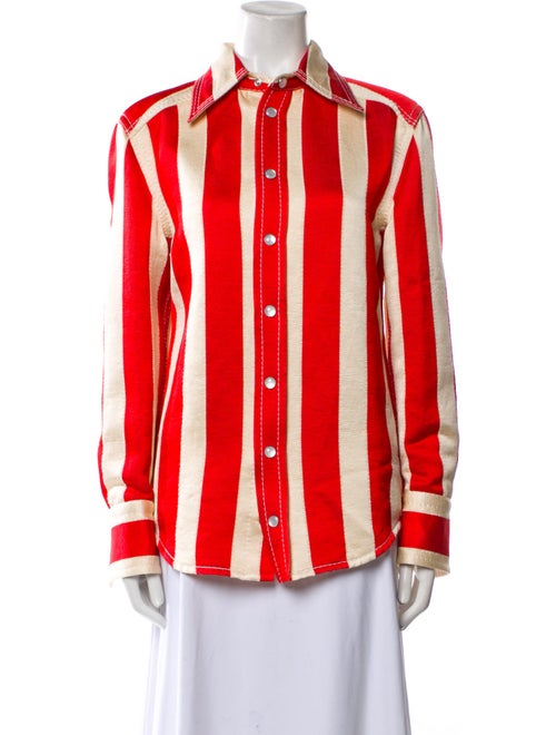 Bottega Veneta Striped Long Sleeve Button-Up Top