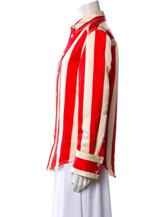 Bottega Veneta Striped Long Sleeve Button-Up Top