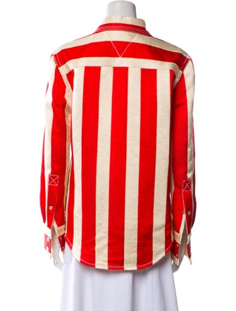 Bottega Veneta Striped Long Sleeve Button-Up Top