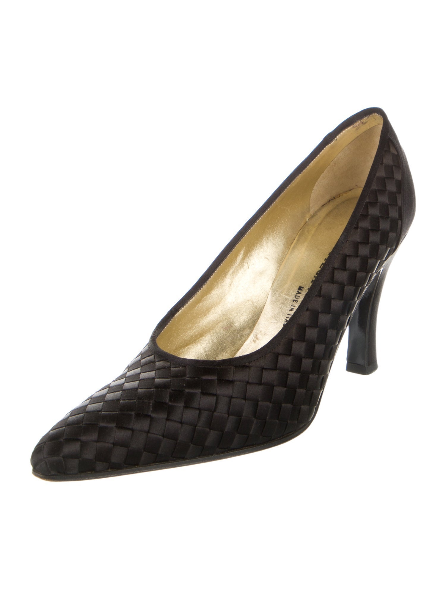 Bottega Veneta Intrecciato Weave Satin Pumps