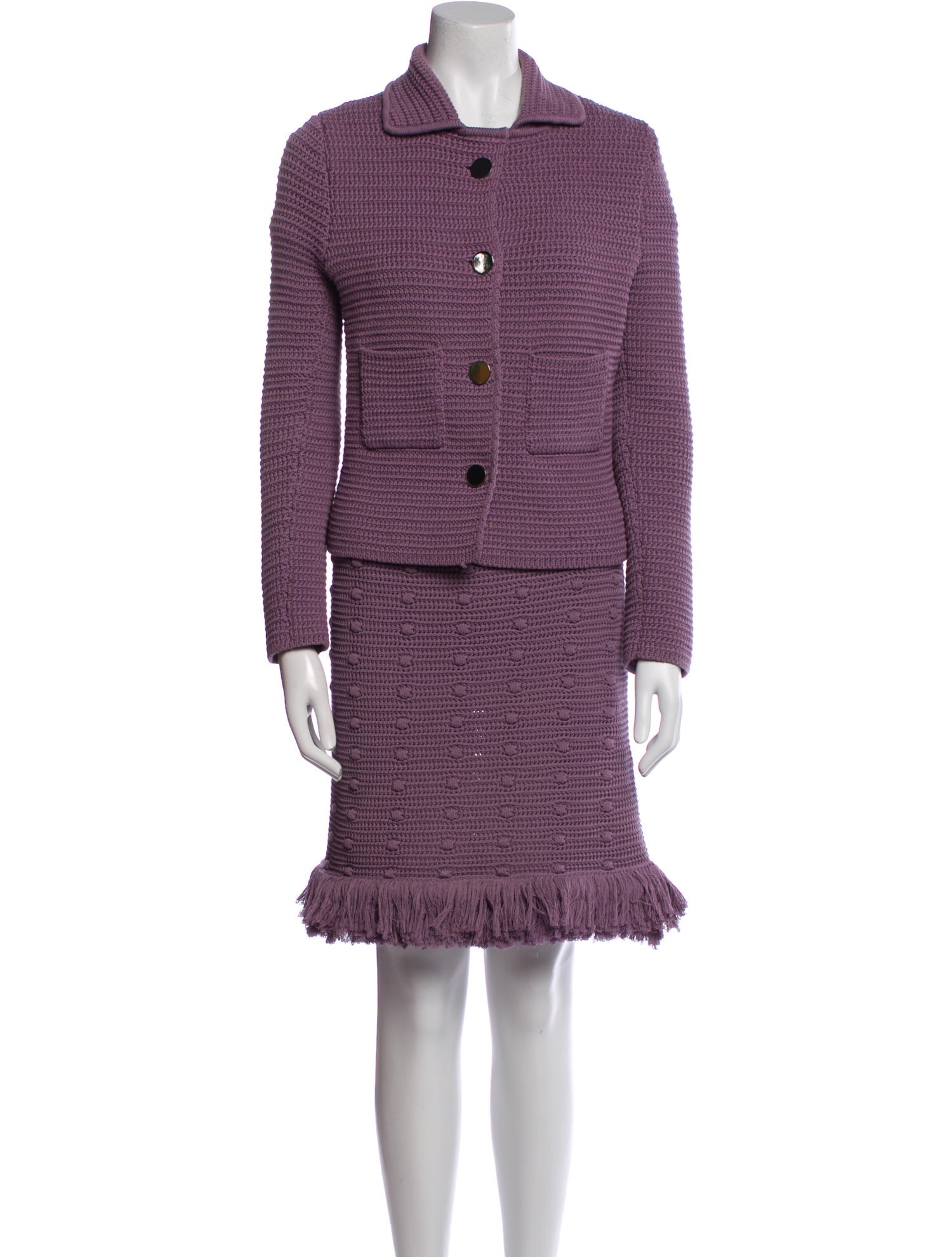 Bottega Veneta Fringe Trim Accent Skirt Set