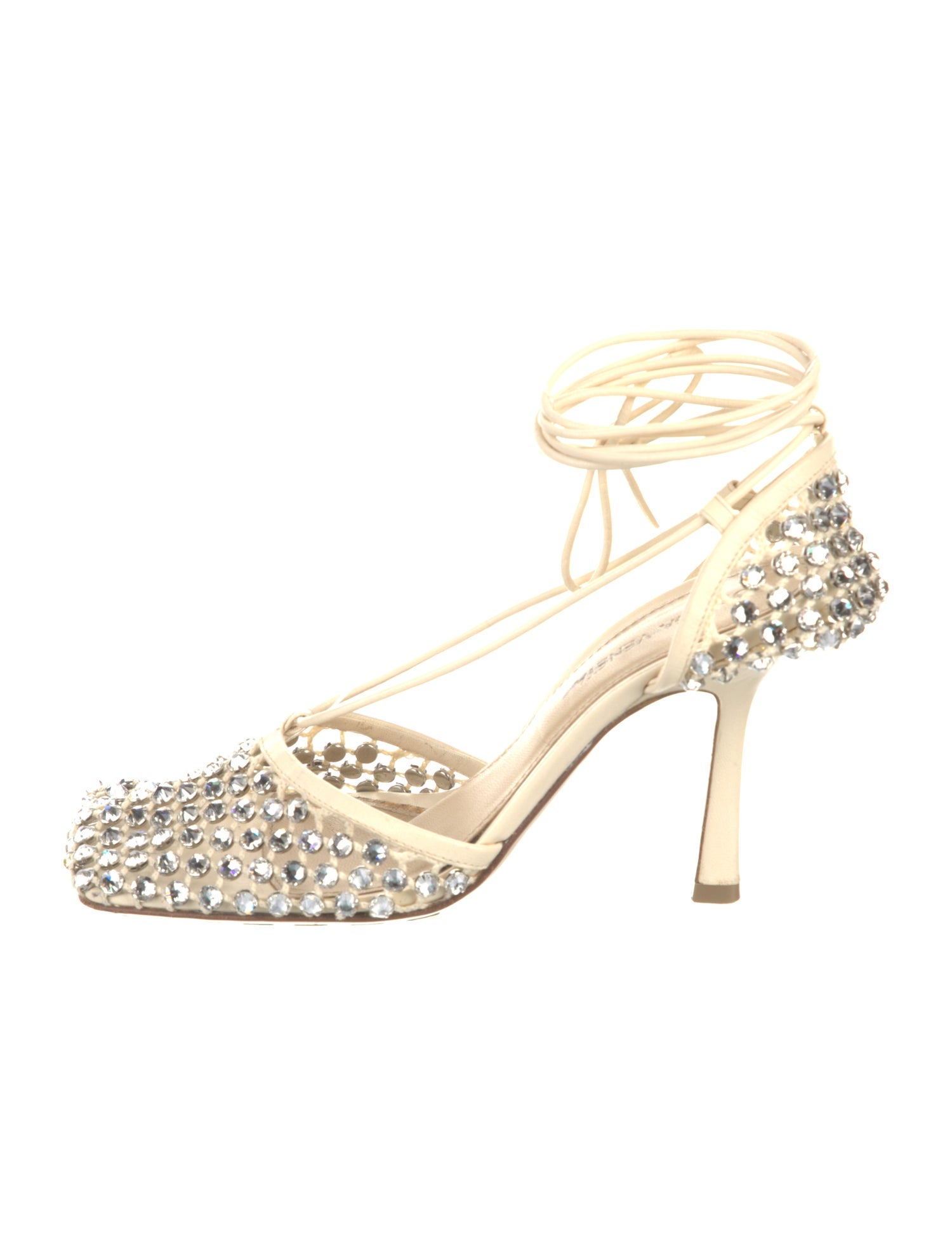 Bottega Veneta Leather Crystal Embellishments Slingback Pumps